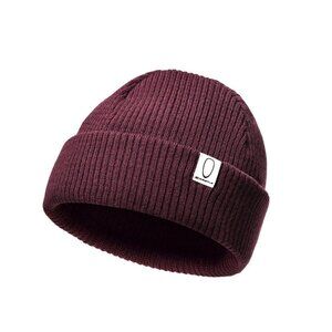 KASTLE Burgundy Wool-Blend Ribbed Beanie with Foldover Cuff unisex - Like new!